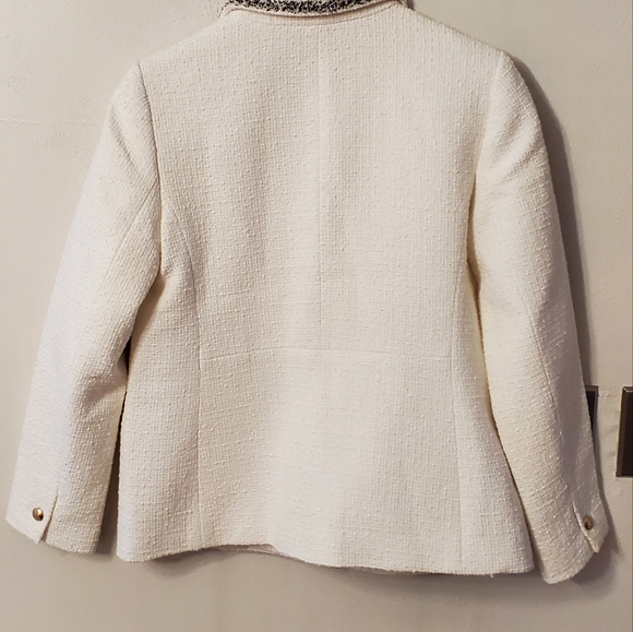 Talbots Tweedy Blazer with fringe trim - cream - Picture 5 of 12